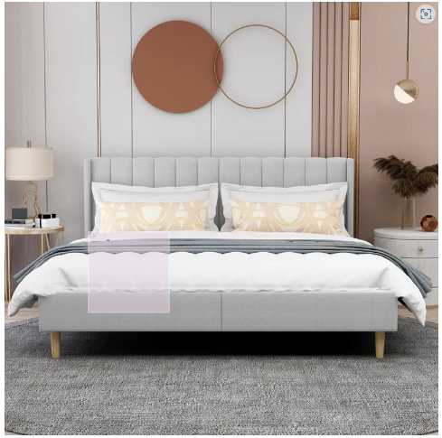 *SPECIAL* King Size, Low Profile Upholstered Platform Bed with Winback Headboard