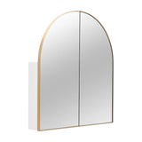 Satin Brass 30'' W 34'' H Framed Medicine Cabinet Mirror Adjustable