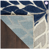 Aloha Floral, Indoor/Outdoor Area Rug - Ivory/Navy Blue - Manufactures Defect