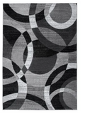 Mehul Geometric Grey/Black/Ivory Area Rug - Rectangle 10' x 14'