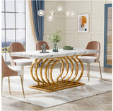 Hausner 63" Dining Table, Faux Marble Top