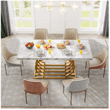 Hausner 63" Dining Table, Faux Marble Top