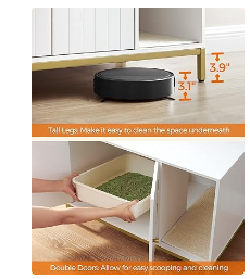 Litter Box Enclosure, Modern Cat Litter Box Furniture with Scratching Mat, Cat House for Indoor Cats