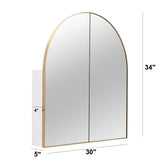 Satin Brass 30'' W 34'' H Framed Medicine Cabinet Mirror Adjustable