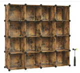 SONGMICS Cube Storage Organizer, 16 Cube Closet Organizers, Rustic Brown, 1 Box, unassembled