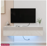 *SPECIAL* - Floating TV Stand for TVs up to 63", Wall Mounted Media Console with LED Lights (1 Box, Assembly Required)