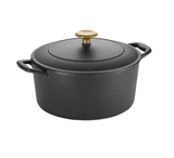 Tramontina 5.5 Qt Enameled Cast Iron Round Dutch Oven - Matte Black with Gold Stainless Steel Knob