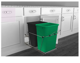 Rev-A-Shelf Double Pull Out Trash Can 35 Qt for Kitchen