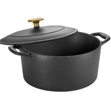 Tramontina 5.5 Qt Enameled Cast Iron Round Dutch Oven - Matte Black with Gold Stainless Steel Knob