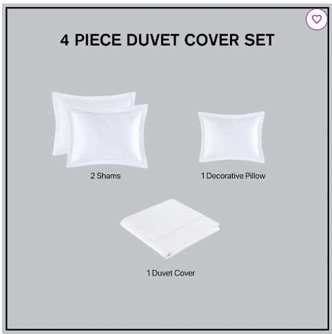 King Size - 500 Thread Count Luxury Collection 100% Cotton Sateen Embroidered Duvet Cover Set