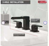 Matte Black Ara Widespread Bathroom Faucet with Drain Assembly and DIAMOND Seal Technology