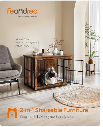 *SPECIAL* Double-Door Doghouse / Side Table, Rustic Brown (Scratch and Dent)