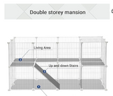 Two-Story Pet Premium Villa for Rabbit Guinea Pig, Indoor Use, White (1 Box, unassembled)