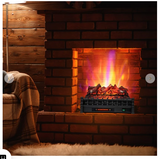 26 Inch Electric Fireplace Heater with Remote Control and Realistic Lemonwood Ember Bed