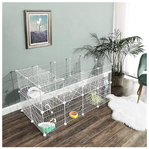 Two-Story Pet Premium Villa for Rabbit Guinea Pig, Indoor Use, White (1 Box, unassembled)