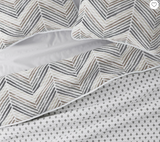 painted chevron light gray reversible pattern quilt coverlet set, Full / Queen