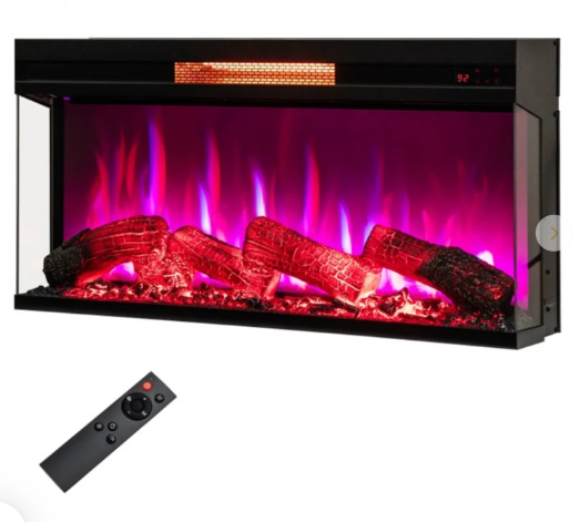 36 Inch 3-Sided 1500W Electric Fireplace with 7-Color Flame