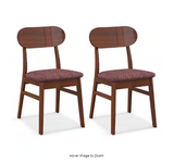 Set of 2, Wooden Dining Chairs Mid-Century Upholstered Fabric Padded (Scratch and Dent)