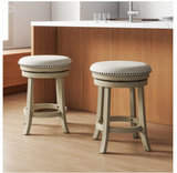 24 Inches Swivel Bar Stools Set of 2 wth Wooden Frame