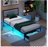 *Special* - Twin Size Bed Frame with LED Lights Drawer and Metal Slats