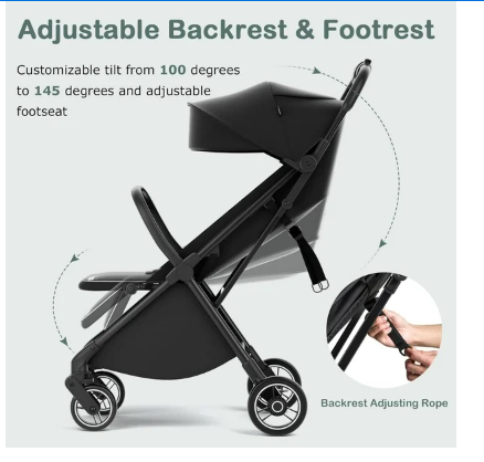 Lightweight Baby Stroller, One-Hand Gravity Fold, Compact Travel Stroller