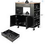 Kitchen Island Cart Rolling Storage Cabinet w/ Drawer & 2 Shelves - Black (Sightly Irregular)