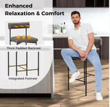 Counter Height Bar Stools, 26 Inch Upholstered Bar Chairs with Back