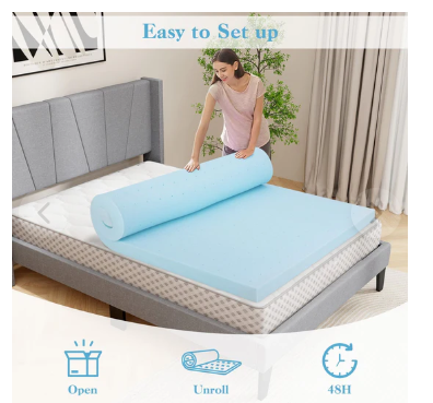 3" Gel-Infused Memory Foam Mattress Topper with Removable Cover - Scratch and Dent