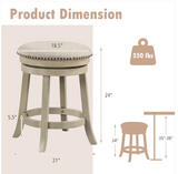 24 Inches Swivel Bar Stools Set of 2 wth Wooden Frame