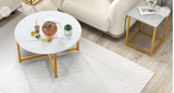 2-Piece Coffee Table Set Round Coffee Table and Square End Tables-White/Gold  (Fully Assembled)