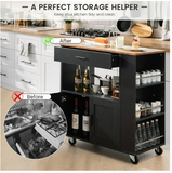 Kitchen Island Cart Rolling Storage Cabinet w/ Drawer & 2 Shelves - Black (Sightly Irregular)