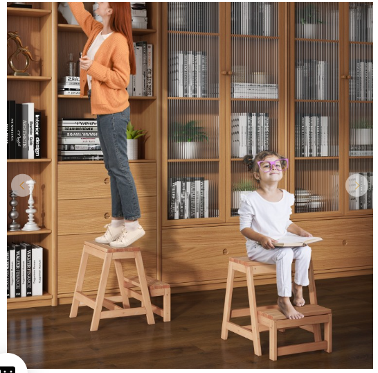 Multipurpose Wood Folding 2-Step Stool