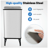 13.2 Gallon Stainless Steel Trash Can with Stay-on Lid and Soft Closure