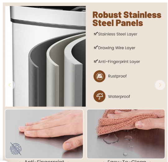Special - Stainless Steel Trash Can  2 Bottom Recycling Bins (Missing Lid)