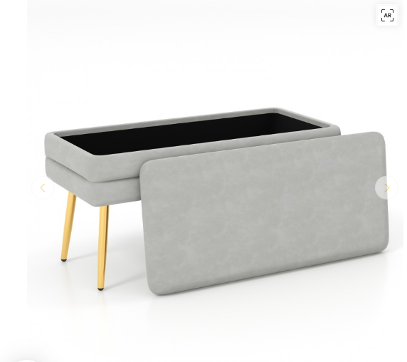 Velvet Upholstered Storage Bench with Removable Top