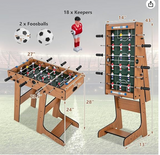 Folding Foosball Table, 27” Wooden Soccer Game Table with 2 Foosballs & Score Keepers