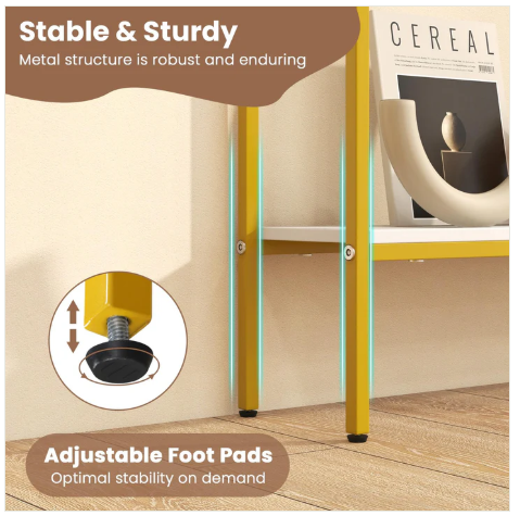 White/Gold Console Table with Shelf, 44" Narrow Entryway Table  (Fully Assembled)