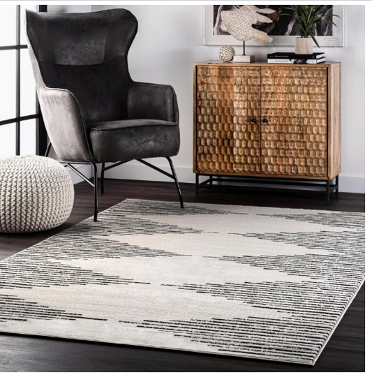 9' x 12 ,Joanne Trellis Area Rug, Black/Ivory