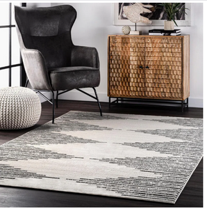 Joanne Trellis Area Rug, 9' x 12, Black/Ivory