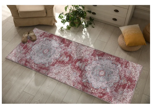 2'7'' x 7' - Koressa Oriental Blue Machine Washable Area Rug