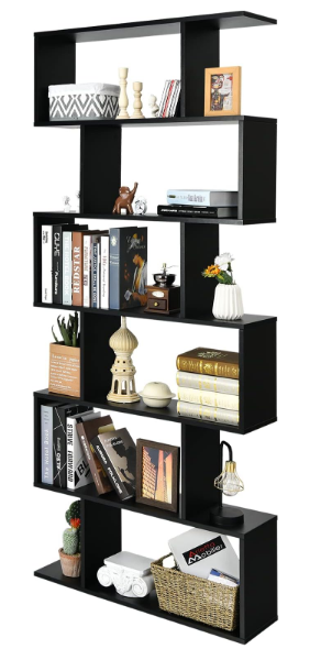 SPECIAL, 6-Tier Modern Freestanding Decorative Storage Display, Black,  1 box, unassembled