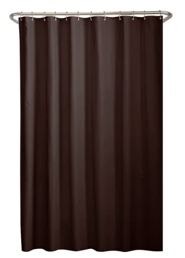 Water Repellent Solid Color Fabric Single Shower Curtain - Brown