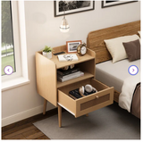 23.6'' Tall, 1 - Drawer Rattan Nightstand with Charging Station (Set of 2) - Fully Assembled