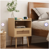 23.6'' Tall, 1 - Drawer Rattan Nightstand with Charging Station (Set of 2) - Fully Assembled