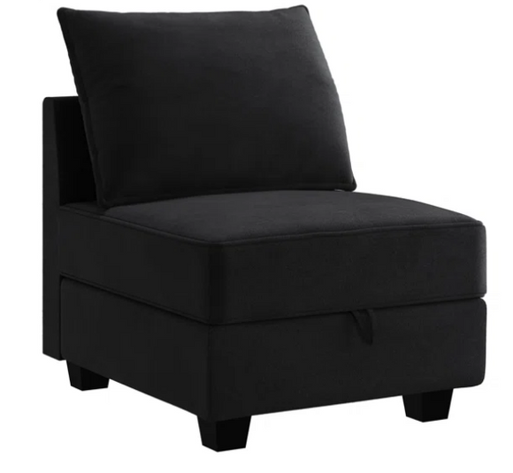 Pashko Velvet Slipper Chair, Black