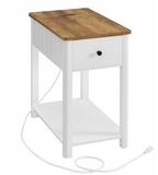 White Modern Smart Side Table, USB, power, scratch & dent, fully assembled