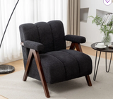 Draedyn Upholstered Boucle Armchair with Solid Wood Legs, charcoal/black