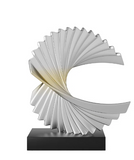 Shelf Decor Accent Ocean Wave Statue Sculpture Art - Silver with Black Base