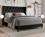 SPECIAL, Aireanna Tufted Faux Leather Panel Bed. Black, 1 Box, unassembled, Double