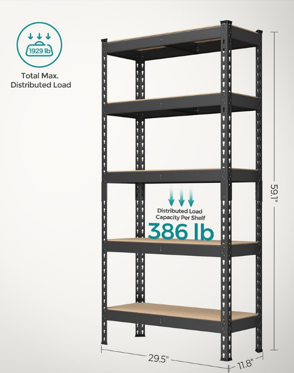 SPECIAL, 5-Tier Garage Storage Shelf, 5 ft, unassembled